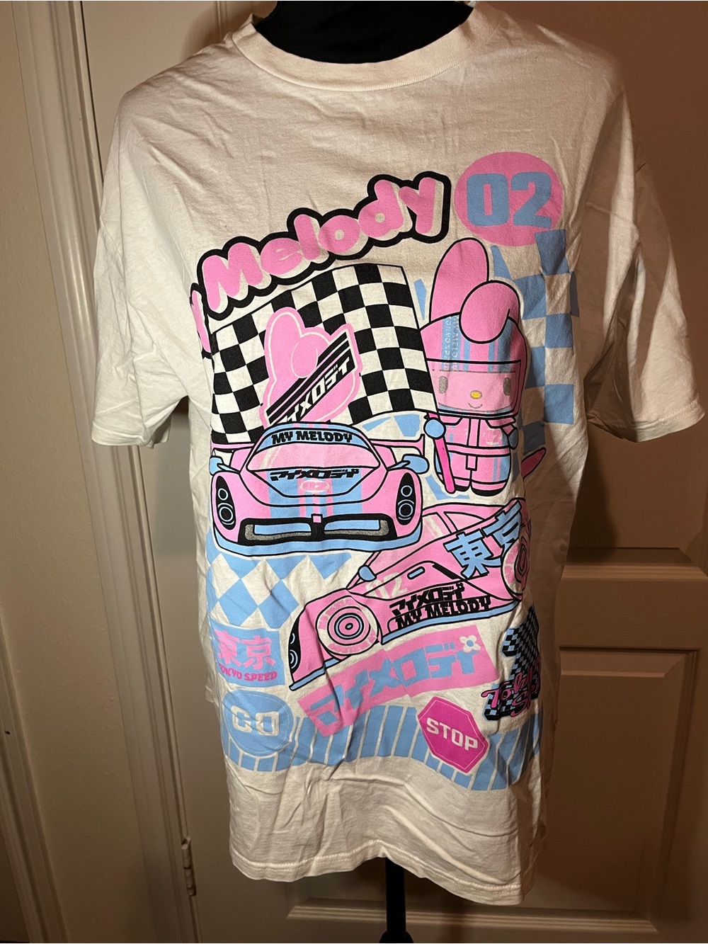Sanrio My Melody Racing Collage Boyfriend Fit T-Shirt